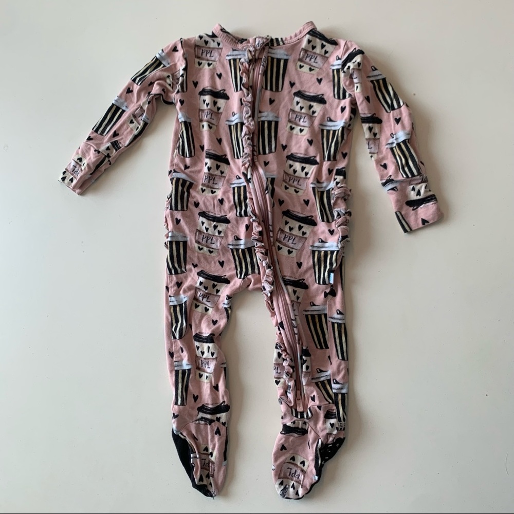 Posh Peanut Latte PPL - Zippered Ruffle Footie